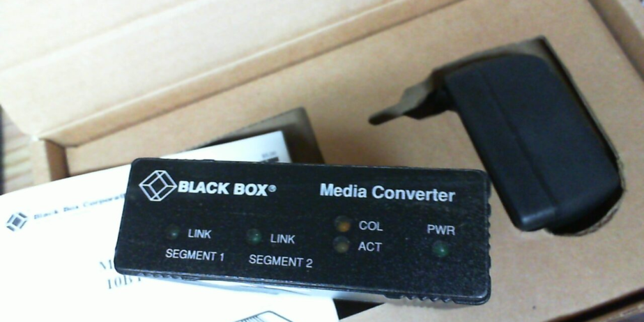 Pair of Black Box Media Converters – Fiber to Cat 5/6