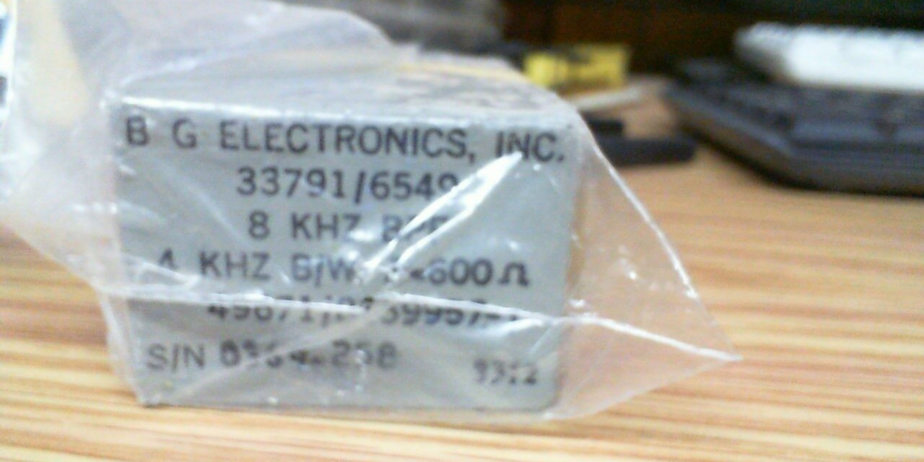 B.G. Electronics Inc. 8 KHz Band Pass Filter 4 KHz band width