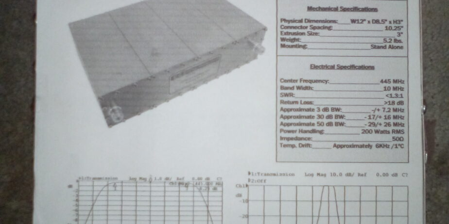 DCI-445-10C UHF 440-450 Mhz Bandpass Filter