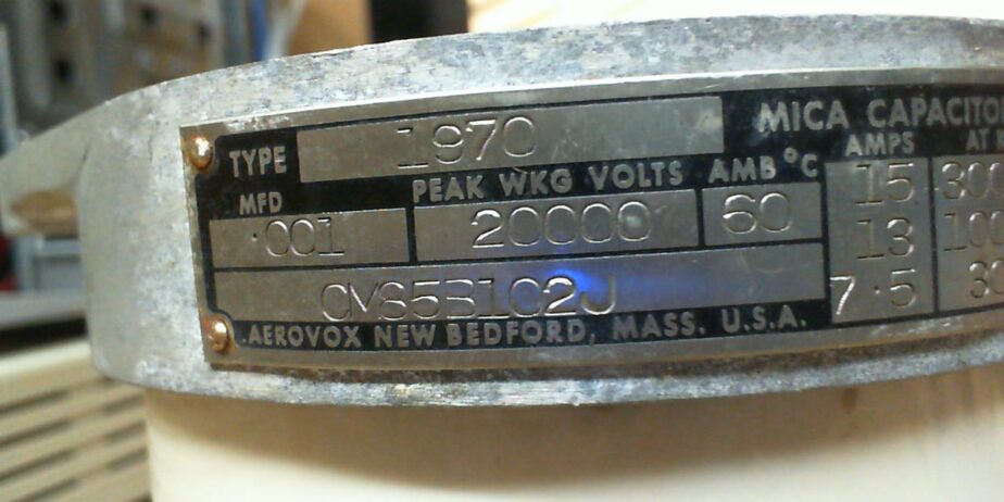 Aerovox Broadcast Capacitor – 0.001 uF 20,000 Volt
