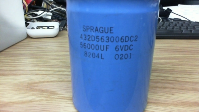 Sprague 56000 uF 6 Volt very low ESR energy storage / filter capacitor