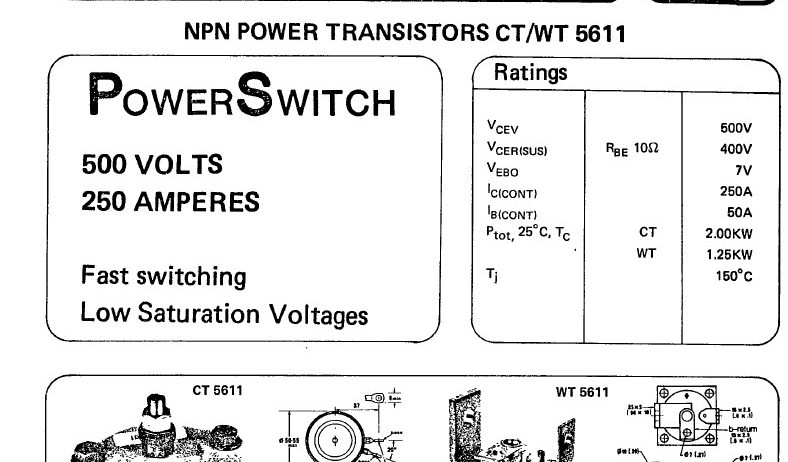 Giant 500 Volt 250 Amp NPN Si Transistor