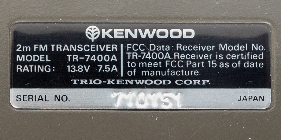 Kenwood TR-7400A 2-Meter Transceiver