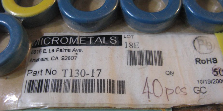 T130-17 BLUE/YEL MIX toroids nos micrometals