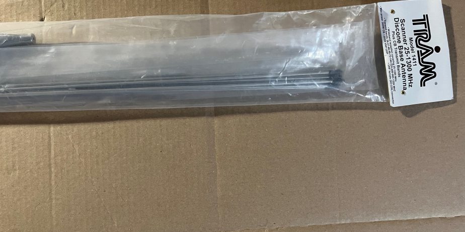 Tram 1411 Scanner 25MHz–1,300MHz VHF/UHF Super Discone Base Antenna Plus CB Transmit Bands (brand new sealed packaging).