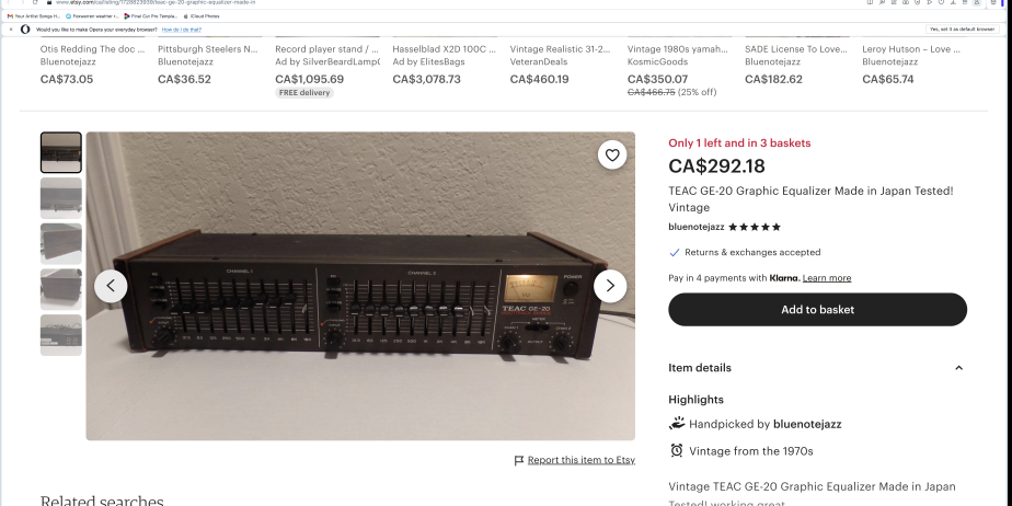 TEAC GE-20 Graphic Equalizer – CUT THE ORIGINAL PRICE IN HALF!