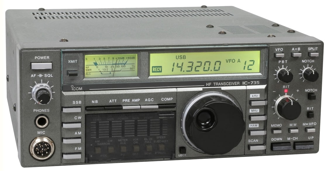 Icom 735 HF Transceiver, Icom PS-55 power supply, plus MFJ-986 Differential Antenna Tuner