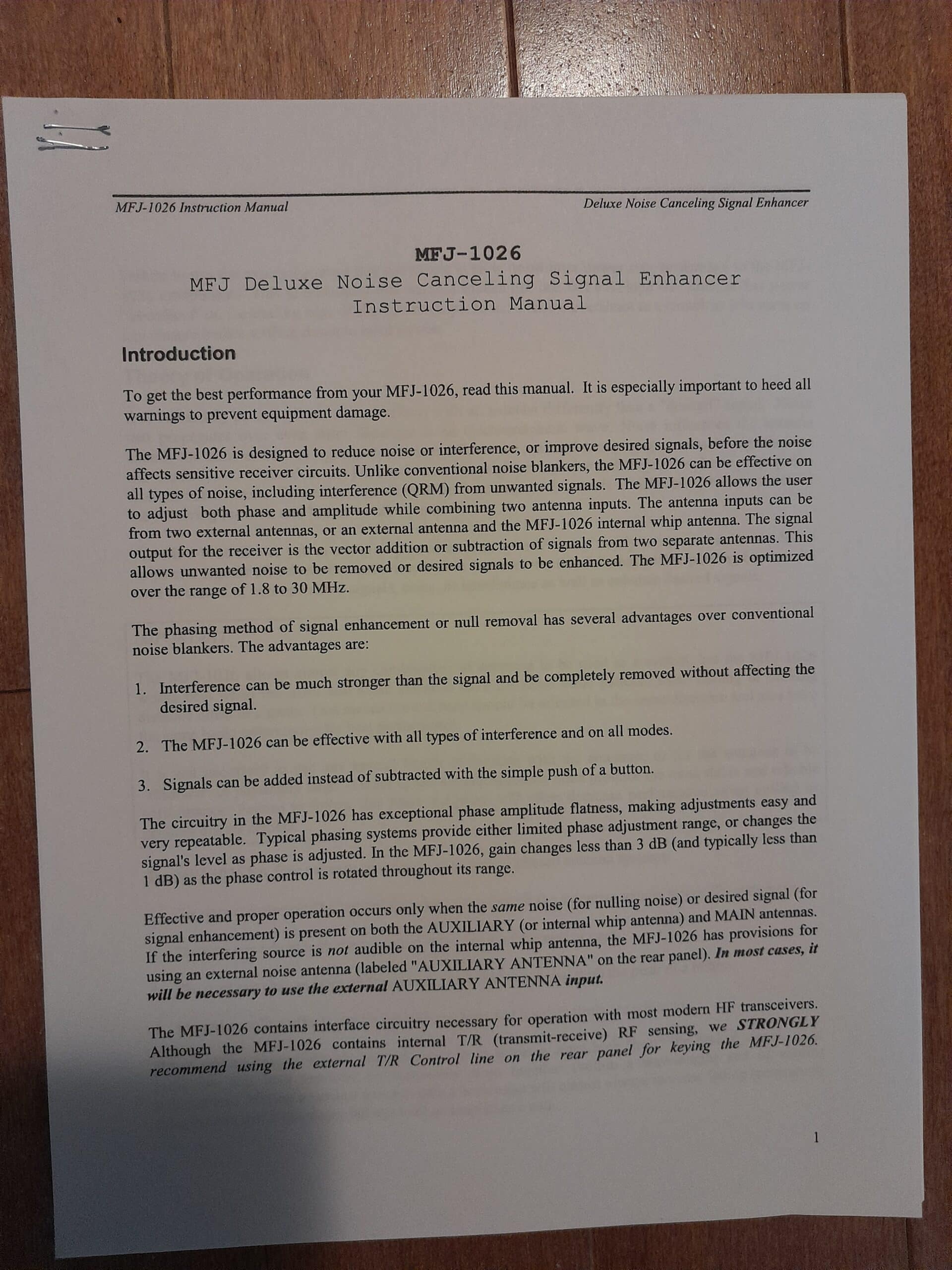 MFJ – 1026 Deluxe Noise Cancelling Signal Enhancer