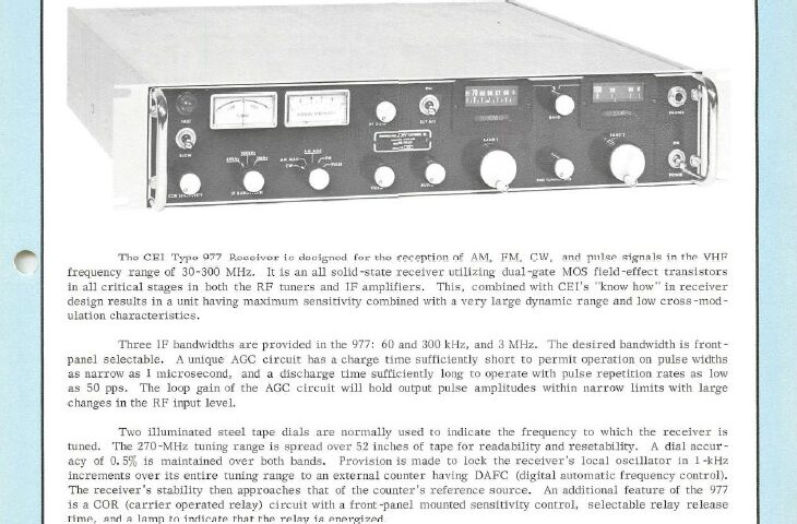 Watkins-Johnson / CEI Model 977-4 VHF Receiver