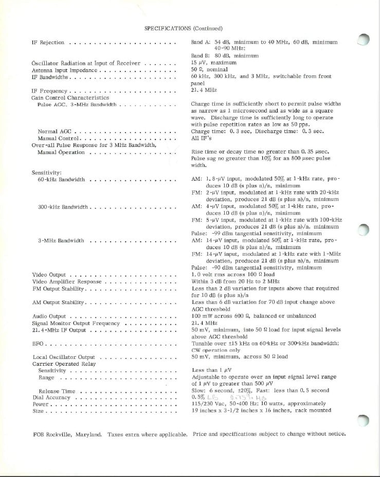 Watkins-Johnson / CEI Model 977-4 VHF Receiver
