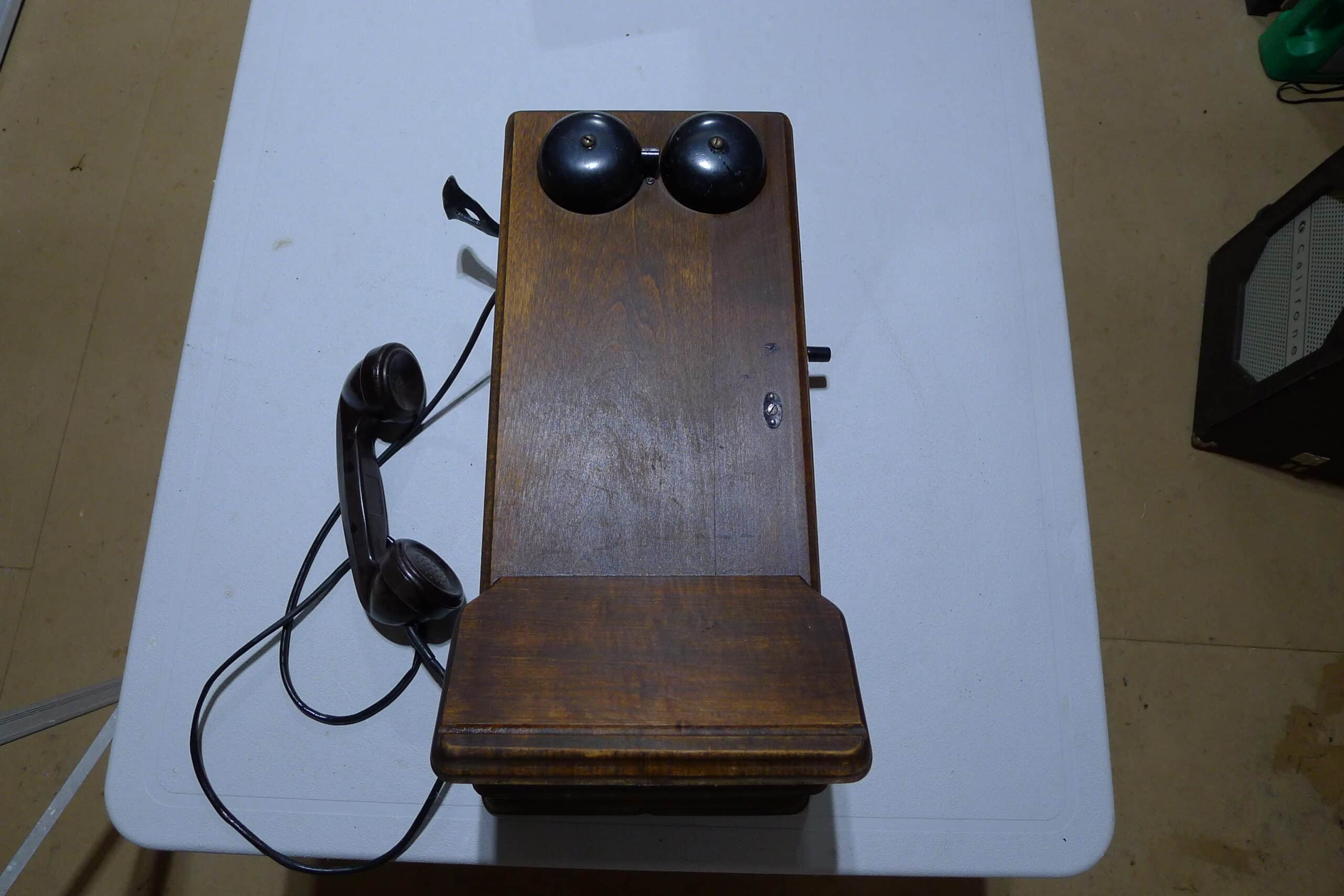 Nice vintage wood telephone – PRICE DROP!