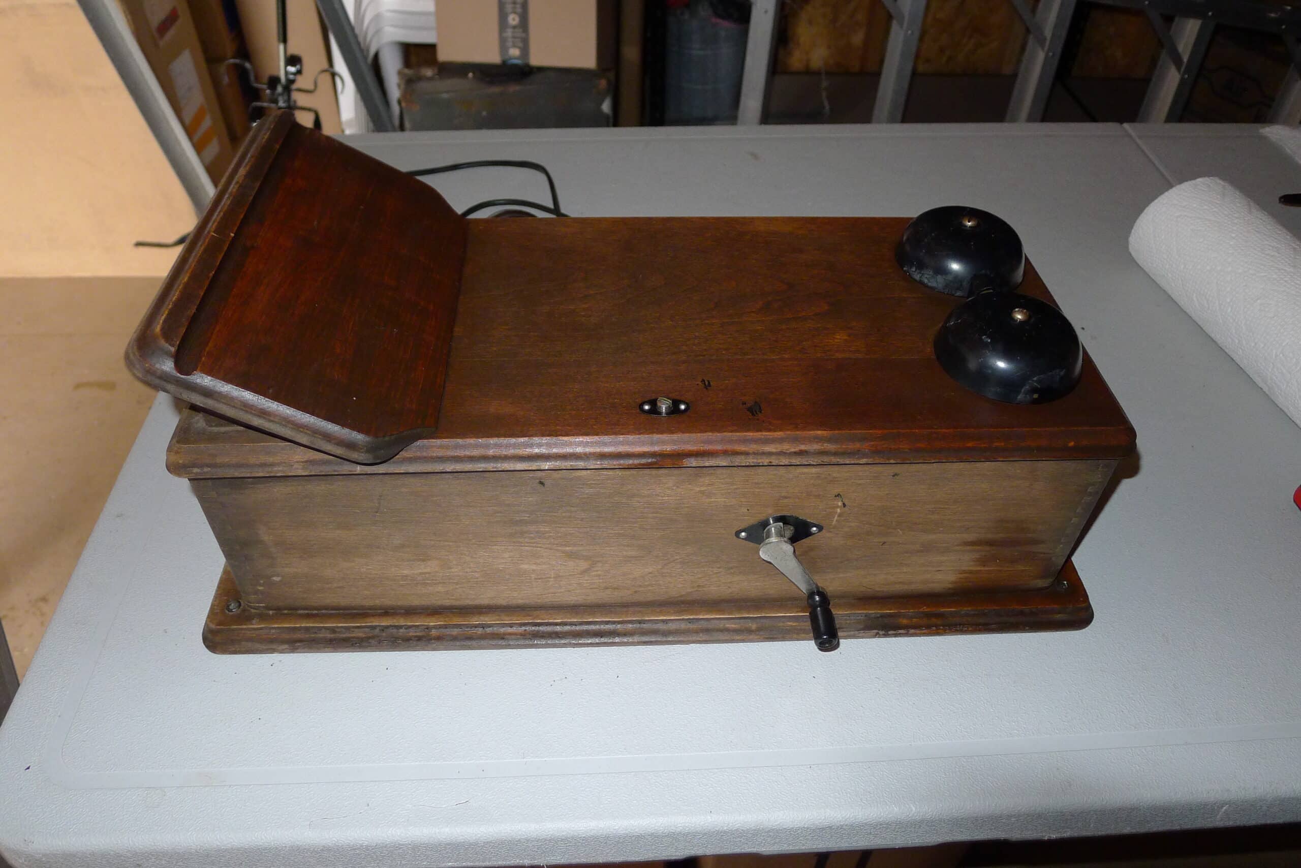 Nice vintage wood telephone – PRICE DROP!