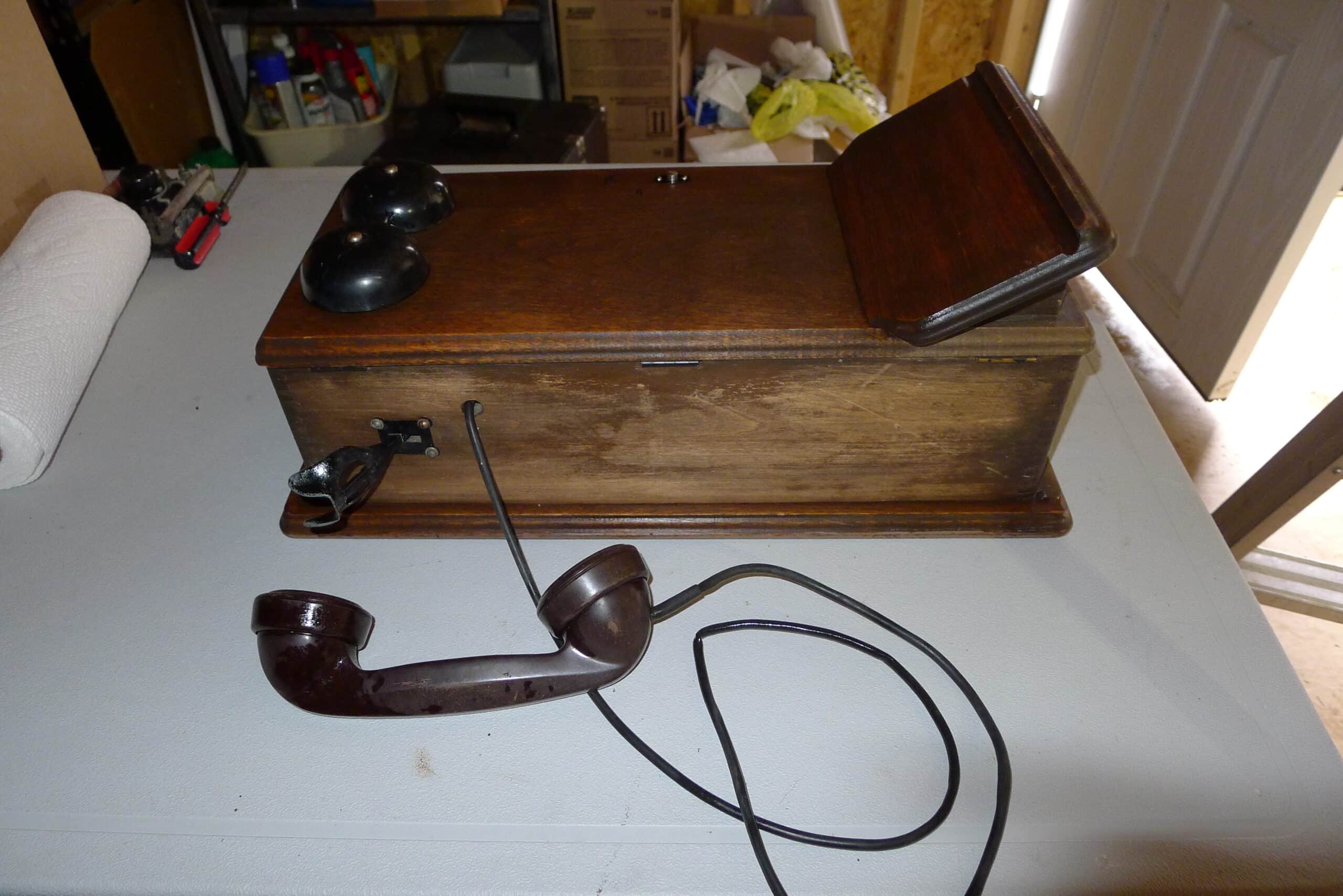 Nice vintage wood telephone – PRICE DROP!