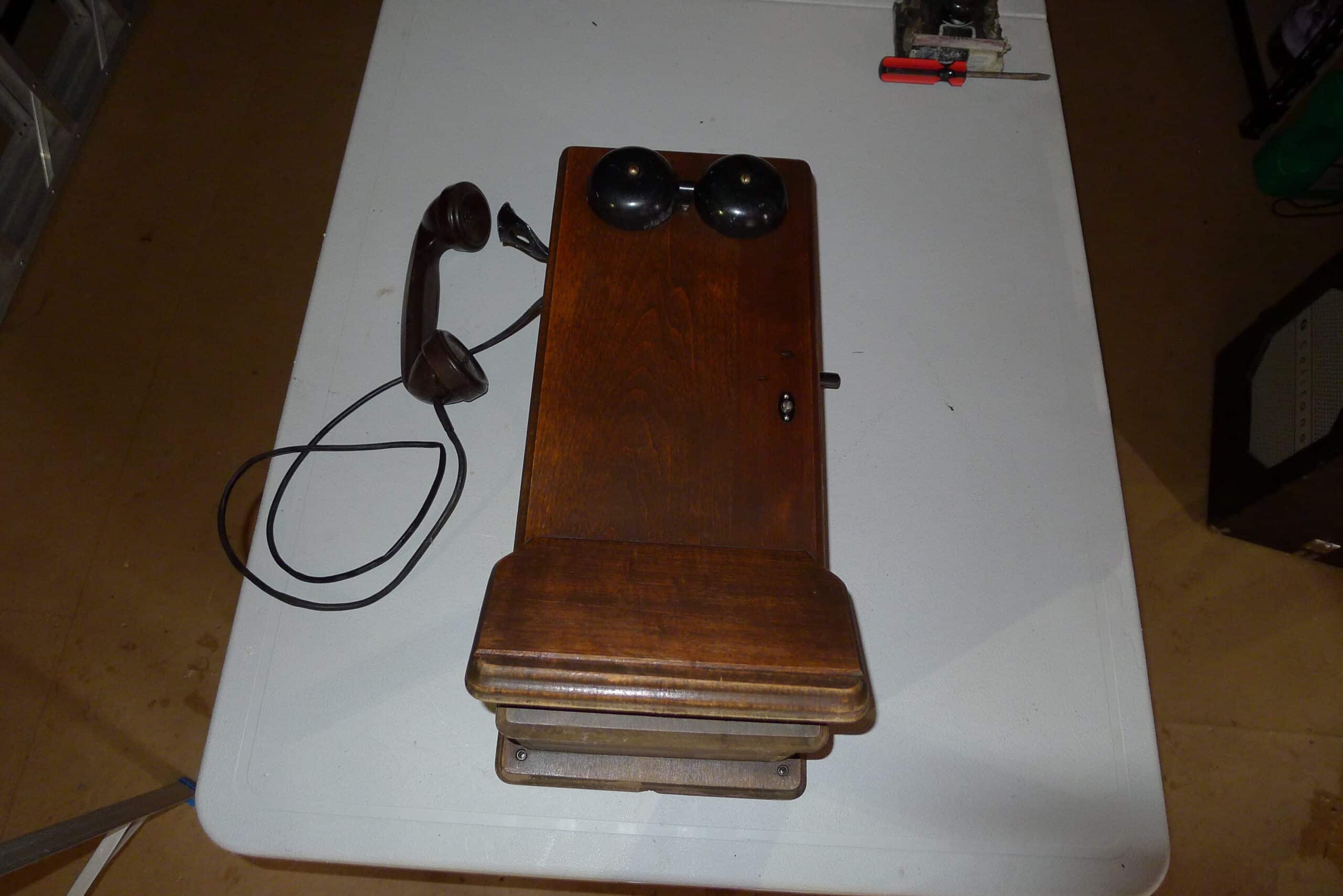 Nice vintage wood telephone – PRICE DROP!