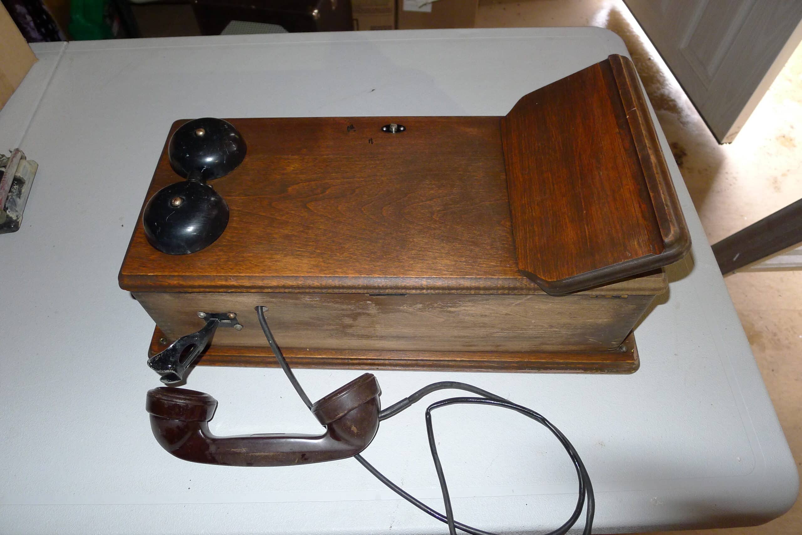 Nice vintage wood telephone – PRICE DROP!