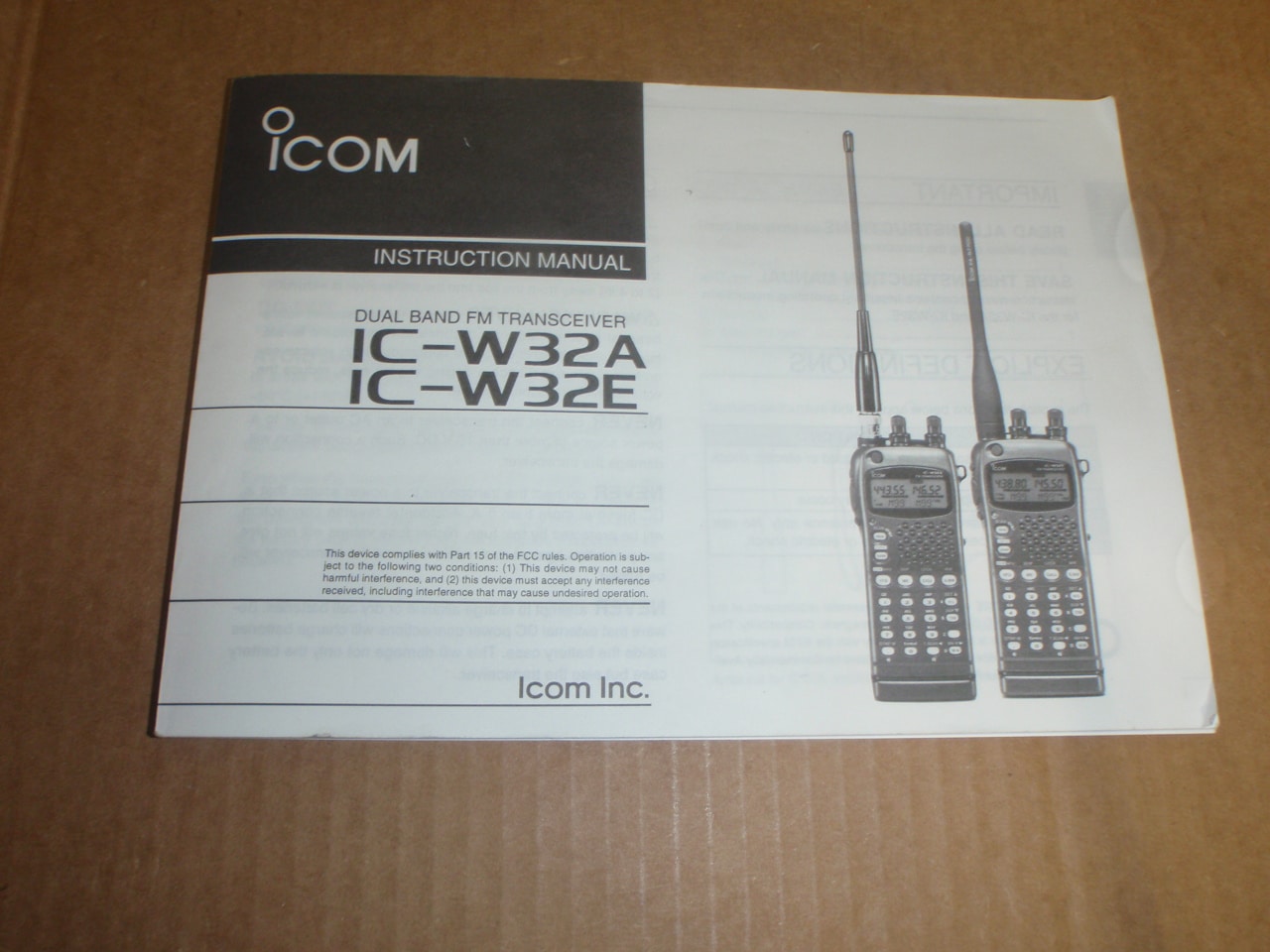 ICOM IC-W32A Instruction Manual