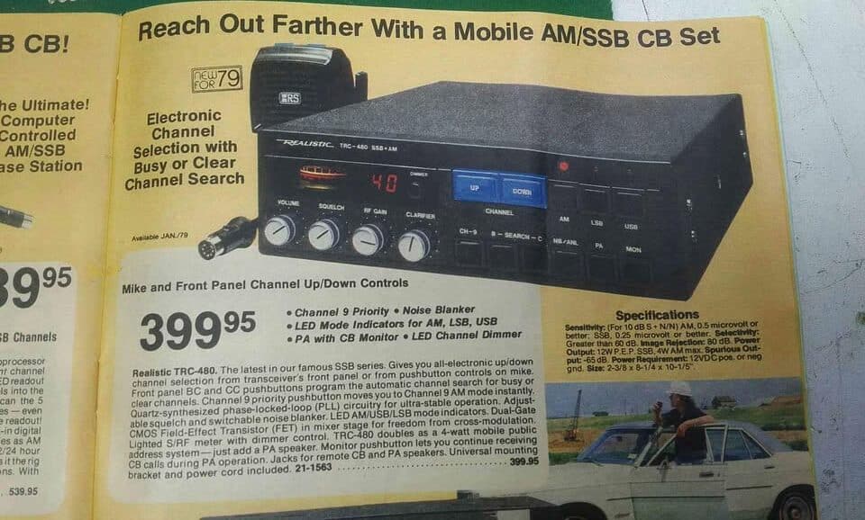 “RARE” 1979 REALISTIC TRC-480 AM/SSB 40 CHANNEL CB RADIO (17+ WATT SSB)