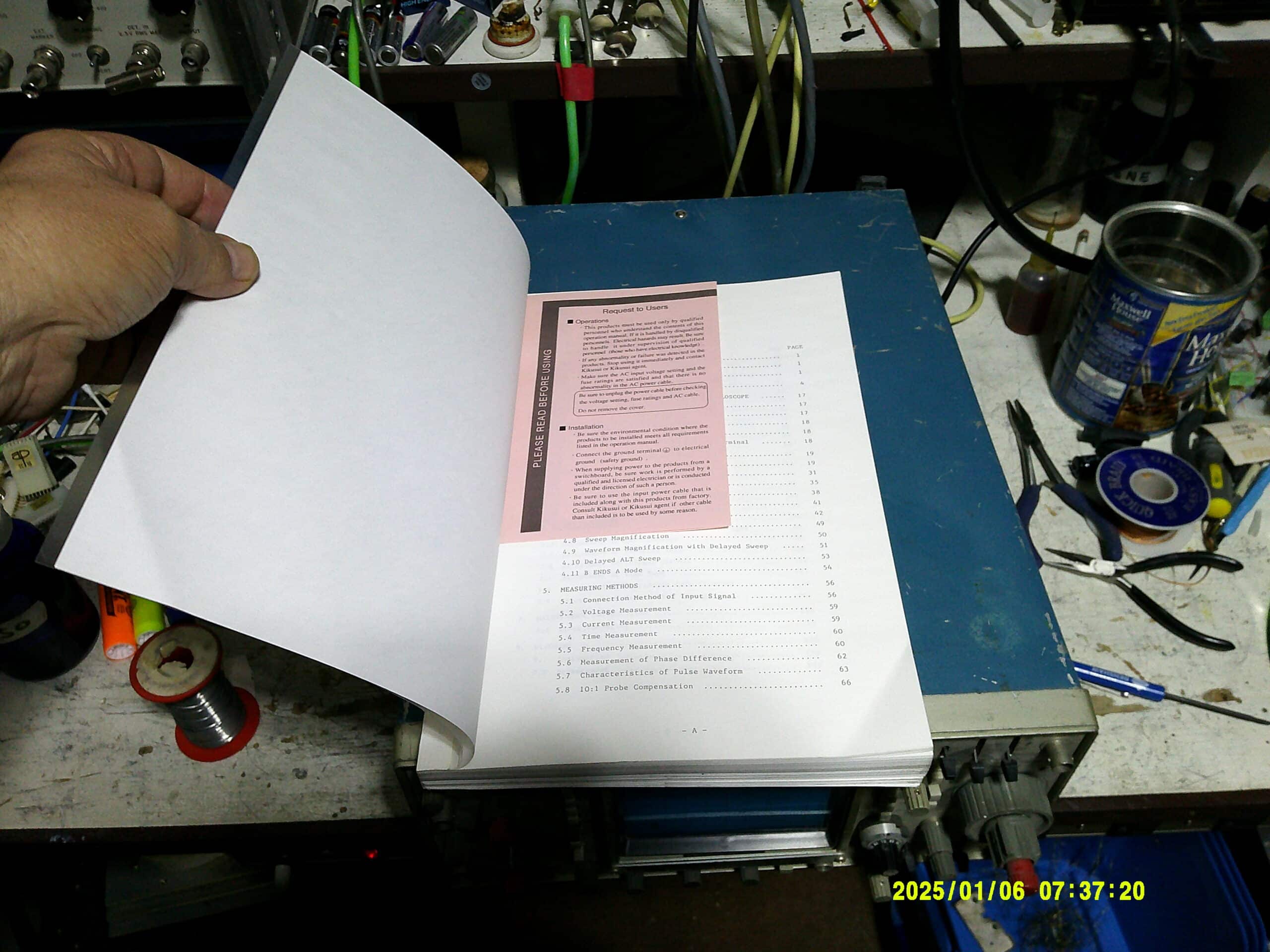 Kikusui 5 channel + Z Axis 100 MHz Analog Scope with operation and service manual