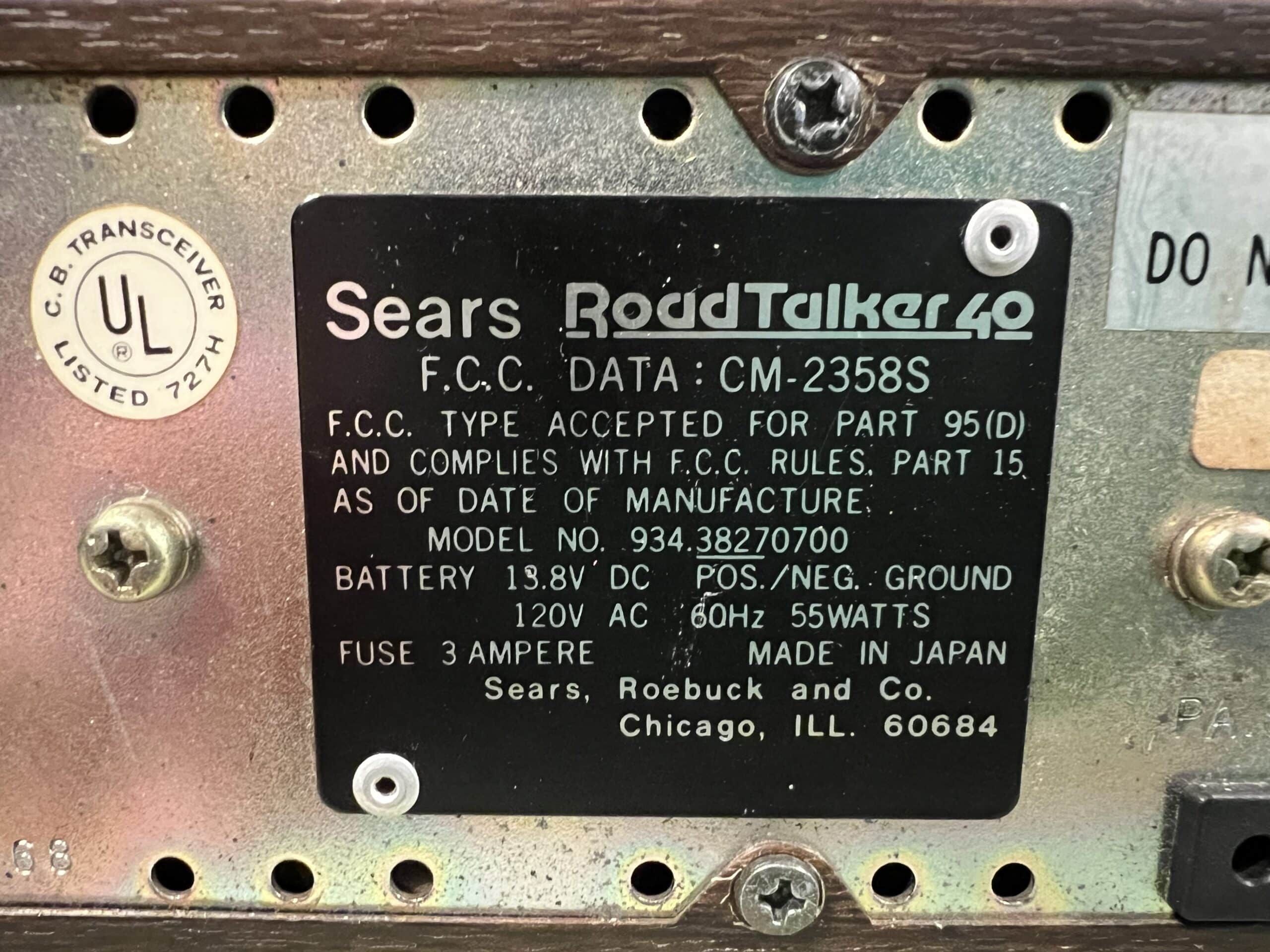 (RARE) SEARS “SLANT FACE” AM/SSB 40 CHANNEL BASE/MOBILE CB RADIO