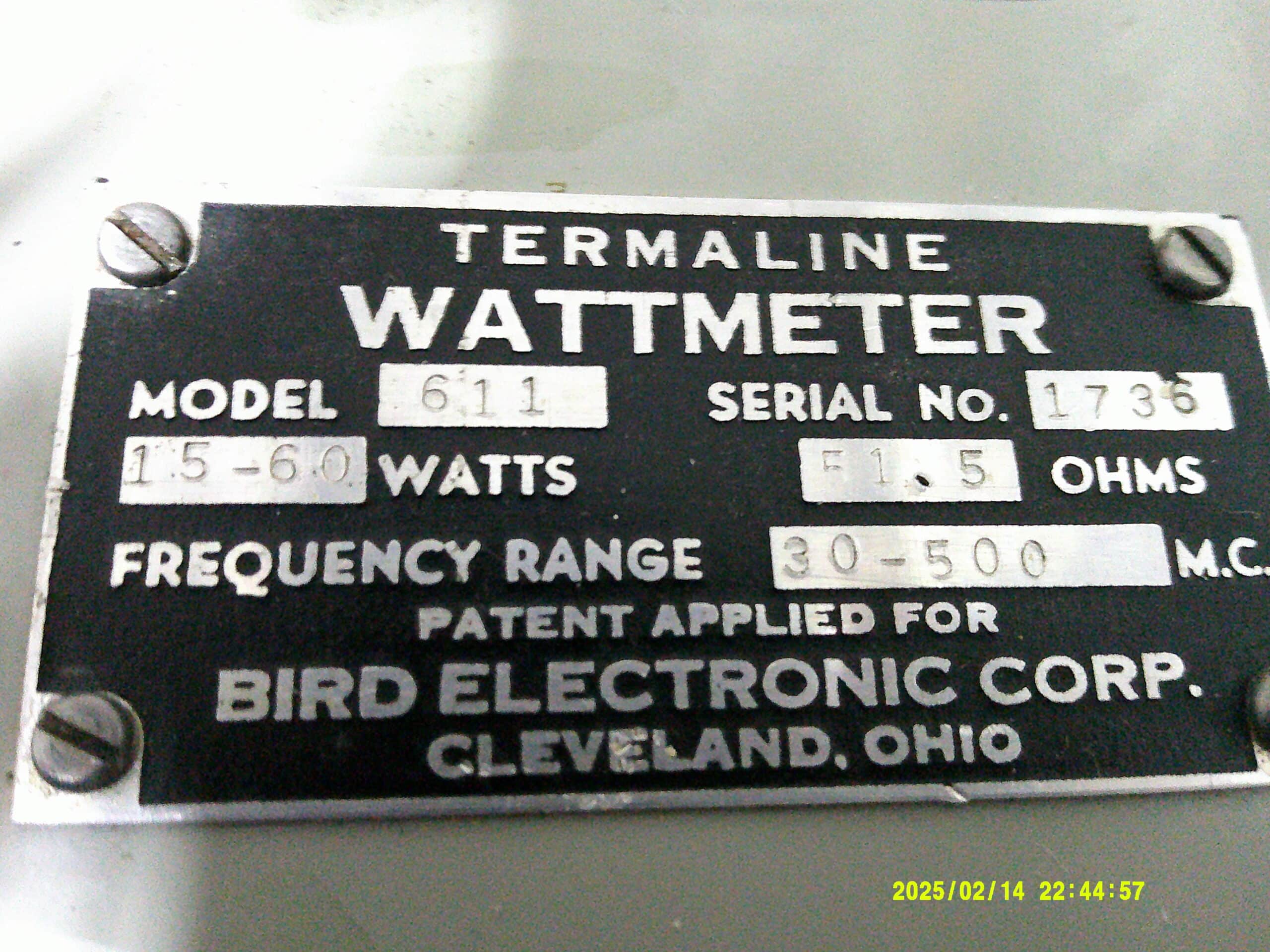 Bird Termaline Model 611 Watt Meter