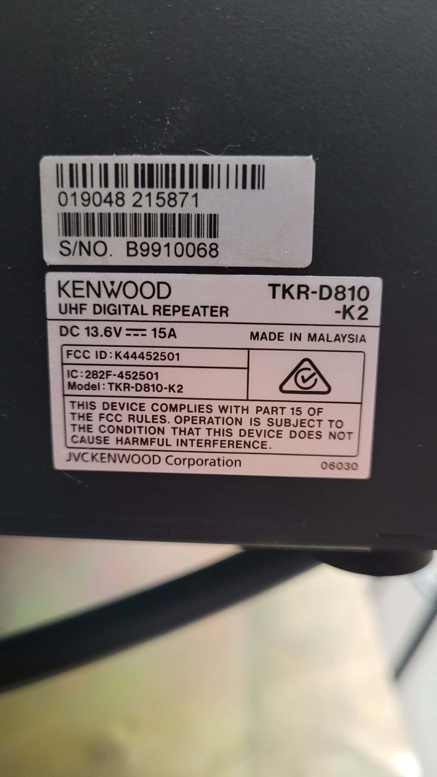 KENWOOD repeter tkr-d810 k2